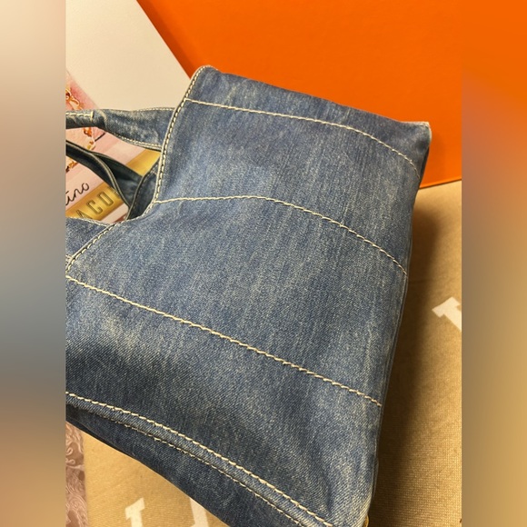 PRADA Large Denim Canapa Logo Tote-194 - Picture 6 of 16